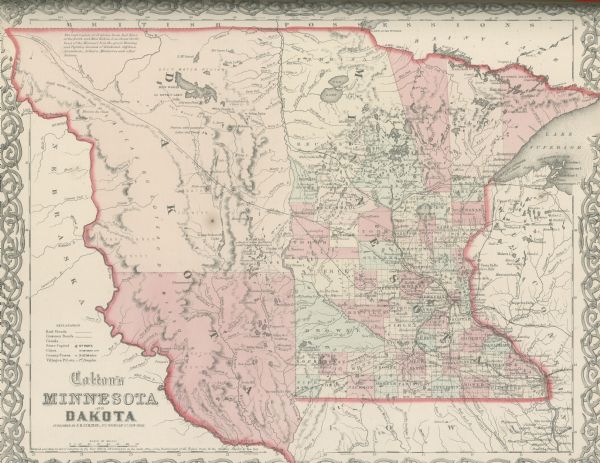Colton's map showing Minnesota and the Dakotas.