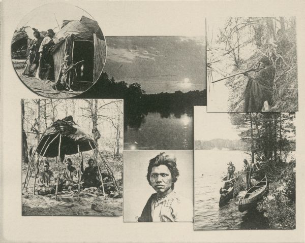Composite photograph of scenes of Winnebago Indians.