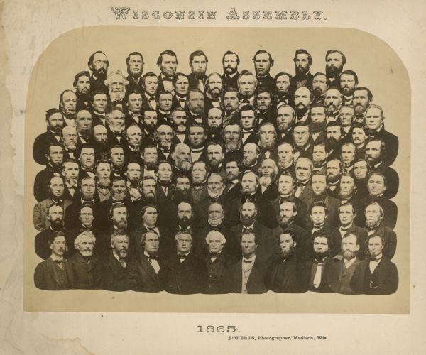Composite of portraits of the men of the Wisconsin Assembly.
