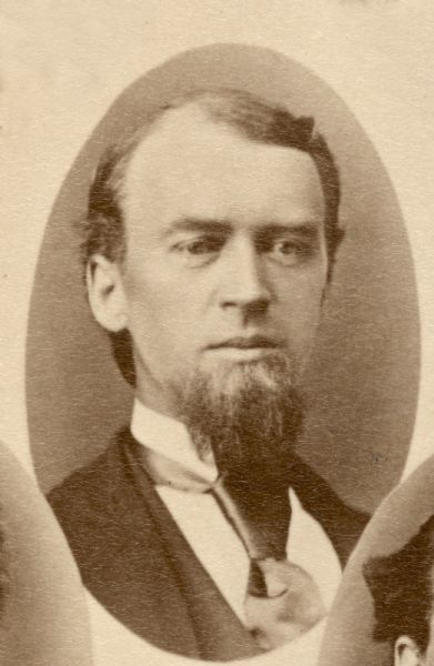 Quarter-length portrait of Miletus Knight, taken from a composite photograph of officers, clerks and employees of the Wisconsin Assembly.