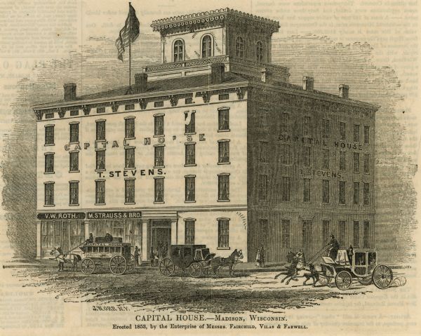 Illustration of the Capital house, a first-class hotel, copied from page 320 of Gleason's Pictorial Drawing-Room Companion.