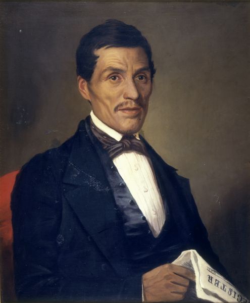 Oil portrait of John W. Quinney (1797-1855).