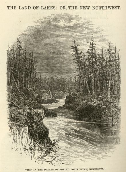 Engraved view of the Dalles of the St. Louis River in Minnesota.