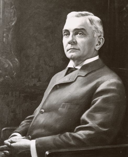 Photograph of an oil portrait of Wisconsin Senator James Stout.