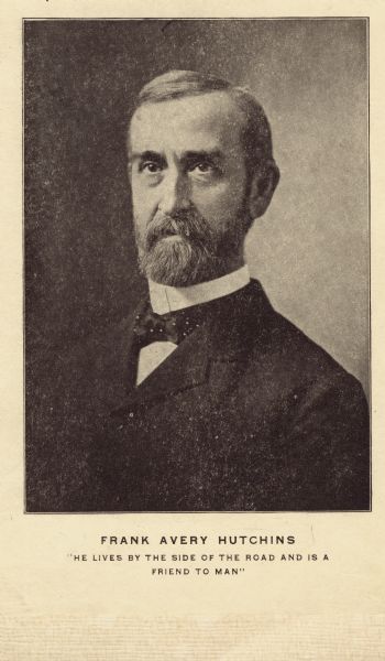 Portrait of Frank A. Hutchins from the cover of a program for a testimonial dinner in his honor.