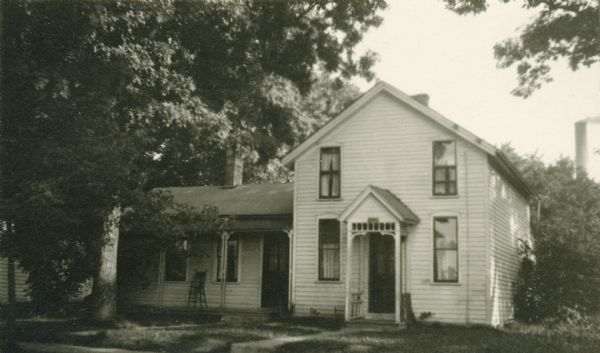 Exterior view of the home in which Robert M. La Follette, Josephine La Follette, and their mother lived when they first came to Madison.