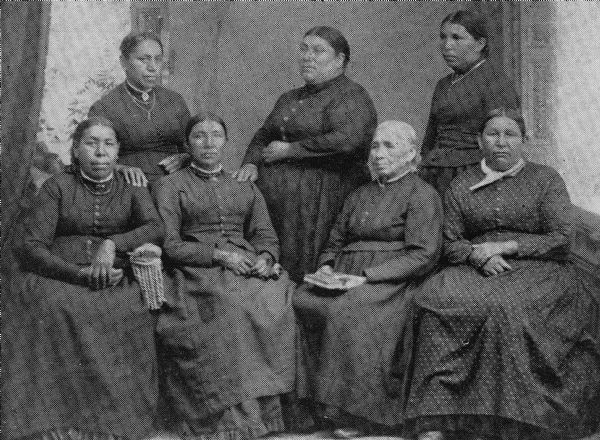 A group portrait of seven Oneida Indian women.