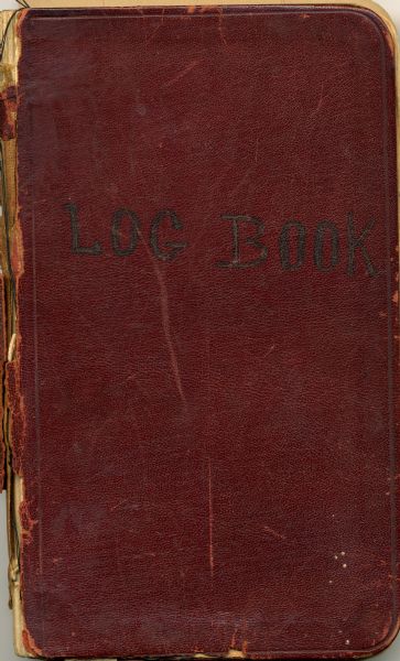 Front cover of a log book kept by Preston Reynolds on his canoe trip down the Wisconsin and Mississippi Rivers.