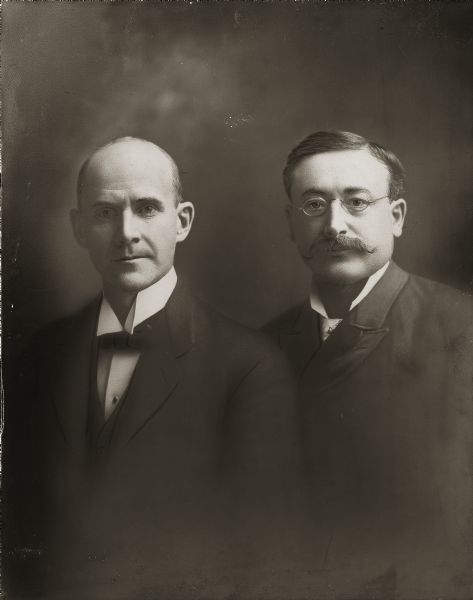Formal studio portrait of Eugene Debs and Victor Berger.