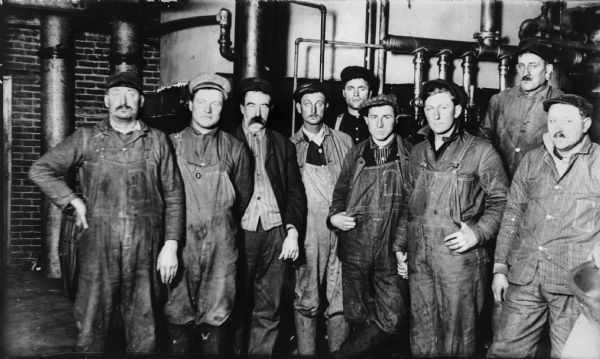 A group of Potosi Brewery employees inside the brewery.