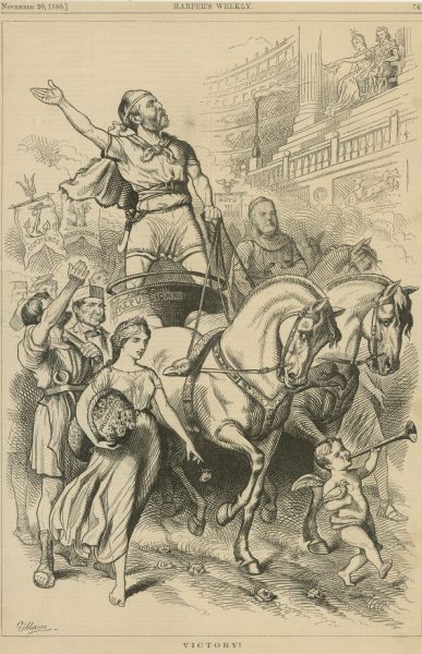 The United States presidential election of 1880 was largely seen as a referendum on the Republicans' relaxation of Reconstruction efforts in the southern states. There were no pressing issues of the day save tariffs, with the Republicans supporting higher tariffs and the Democrats supporting lower ones.
Incumbent President Rutherford Hayes did not seek re-election, keeping a promise made during the 1876 campaign. The Republican Party eventually chose another Ohioan, James Abram Garfield, as their standard-bearer. The Democratic Party meanwhile chose Civil War General Winfield Scott Hancock as their nominee. Despite capturing fewer than 2,000 more popular votes than Hancock, Garfield was easily elected, capturing 214 of the states' 369 electoral votes.