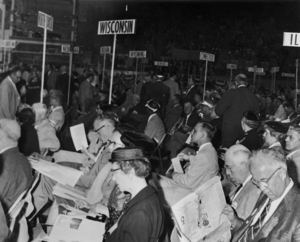 Wisconsin delegation at National Republican Convention held at the Cow Palace in San Francisco, California, from August 20 to August 23, 1956. It renominated President Dwight D. Eisenhower and Vice President Richard Nixon of California as the party's candidates for the 1956 presidential election.
