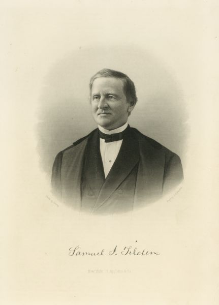 An engraving from a photograph of Samuel Tilden.