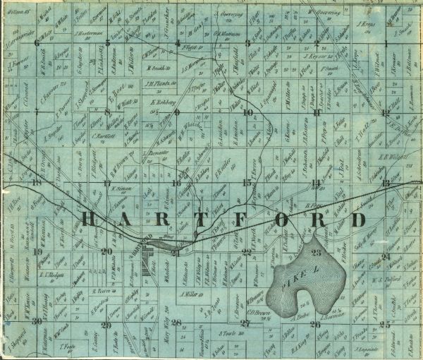Detail of section 5 of the Washington County map showing only Hartford.