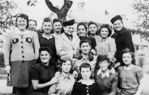 Polish Jewish Holocaust survivors in a camp at Holsbybrunn, Sweden.