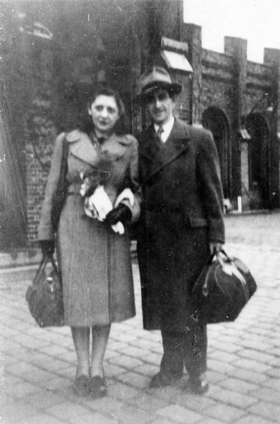 Rosa and Bernard Katz on their way to the United States; Goteborg, Sweden.
