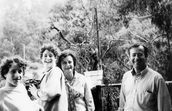 From left: Louis Koplin's nephew, Lanny Lichter, son Steven, wife Lorraine, Louis Koplin; on a visit to Joe Fink, the man responsible for bringing Koplin to the U.S. after World War II.