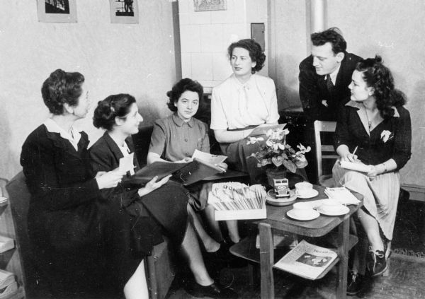 Fred Platner and staff of the Joint Distribution Committee's emigration office; Hamburg, Germany.