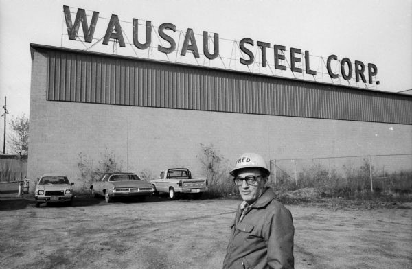 Holocaust survivor Fred Platner at his place of business, the Wausau Steel Corporation.