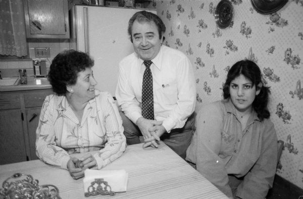 Holocaust survivor Israel Wolnerman, his wife Irene, and their daughter Ann at their residence. Wolnerman was among thousands of prisoners from Staltach (a subsidiary of Dachau) on their way to annihilation in the Austrian Tirol when the train was bombed by the Allies; the prisoners were then liberated by the U.S. Army. The Wolnermans settled in Milwaukee in 1953.