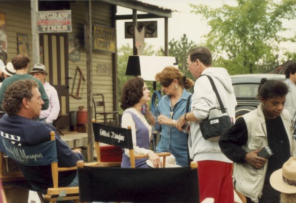 Actress Sherilyn Fenn being made up for her role as Billie Freschette during the filming for "Dillinger," a made-for-TV movie filmed at Old World Wisconsin.  Old World Wisconsin is a historic site owned by the Wisconsin Historical Society.