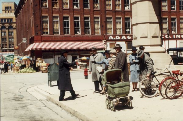 Costumed actors on a Third Ward street transformed to represent the 1930s for the made-for-TV movie "Dillinger".