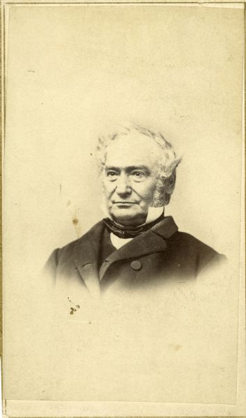 Vignetted carte-de-visite portrait of James Duane Doty during his tenure as territorial governor of Utah. Doty had been territorial governor and delegate of Wisconsin.