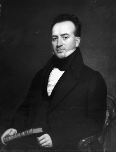 "Tallmadge, Nathaniel Pitcher (Feb. 8, 1795-Nov. 2, 1864), lawyer, politician, U.S. Senator from N.Y., territorial governor of Wisconsin, b. Chatham, N.Y. He graduated from Union College, Schenectady, N.Y. (B.A., 1815), studied law, was admitted to the bar in 1818, and set up a law practice in Poughkeepsie. A Democrat, Tallmadge served several terms in the New York legislature, and two terms as U.S. Senator from New York (Mar. 1833-June 1844). Despite his Democratic political affiliations, Tallmadge was a vigorous critic of Martin Van Buren and John C, Calhoun, and in 1840 was offered the nomination for vice-president as running mate of William Henry Harrison, but declined. In June, 1844, he resigned his senatorship to accept an oppointment <i>[sic]</i> by President John Tyler as governor of Wisconsin Territory, serving in that capacity until 1845. As territorial governor, Tallmadge urged railroad development, opposed a 21-year naturalization period, and recommended the founding of agricultural societies and schools. After being removed from office with the change of national administration in 1845, he made his home in Fond du Lac for several years, where he had extensive land holdings. He spent his later years in Battle Creek, Mich., where he turned to Spiritualism and devoted his time to writing treatises on the subject." (State Historical Society of Wisconsin, Dictionary of Wisconsin Biography, 1960, p. 346.)

This portrait was painted in New York State in 1833 by Samuel Lovett Waldo (1783-1861) and William Jewett (1792-1874), together with a portrait they painted of Tallmadge's wife, Abigail (1969.292.2). Waldo and Jewett charged the Tallmadges $160 for both portraits, plus $32 for their frames (see accession file for copies of original correspondence from the artists to Tallmadge). The portraits were presented to the State Historical Society of Wisconsin in 1969 by the Tallmadges' great-grandson, Robert P. Boardman.