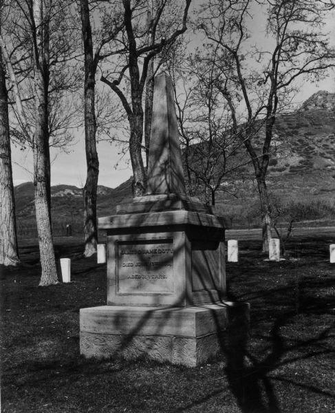 Grave monument of James Duane Doty, who served as territorial governor and delegate of Wisconsin and territorial governor of Utah.  The monument is located on the grounds of Fort Douglas, Utah.