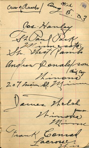 Signatures of the crew of the steamer <i>Rambo</i>.