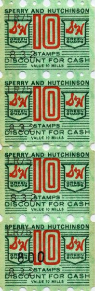 Strip of S&H Green stamps.
