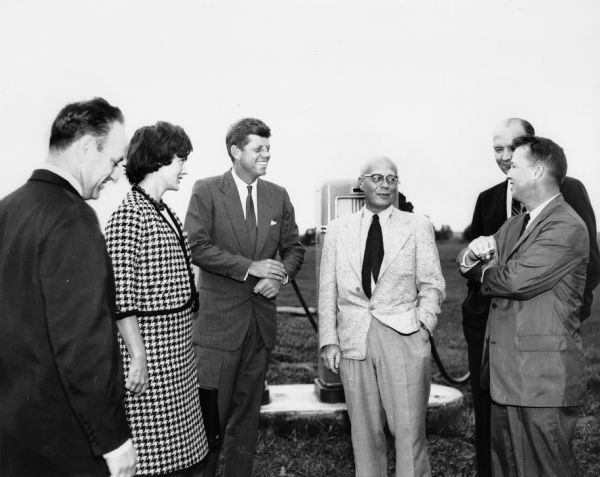 Senator John F. Kennedy with his wife, Jackie. Second from right is Ivan Nestigan, then Mayor of Madison, Wisconsin.