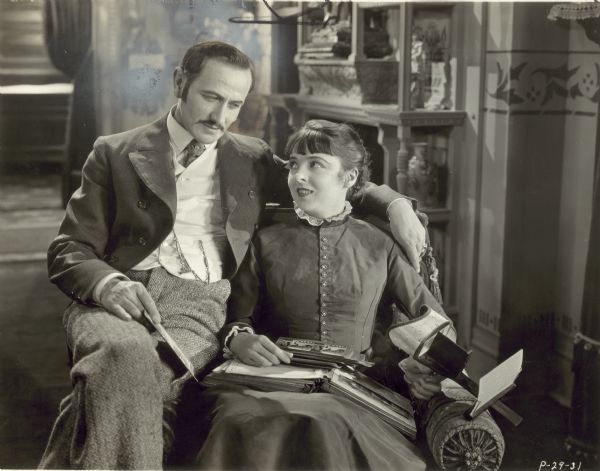 Colleen Moore as Selina Peake and Joseph de Grasse as her father in the screen version of Edna Ferber's film "So Big".