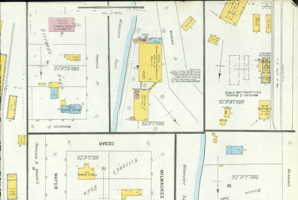 Detail of a Sanborn map of Grafton including the Sheboygan Knitting Company.