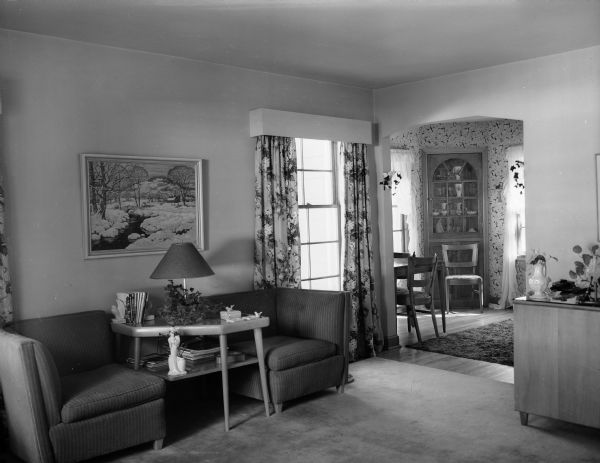 Living room in Byron and Mary Burch House, 205 South Owen Drive.