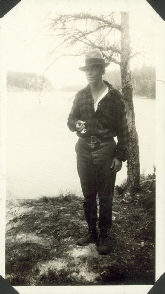Sigurd F. Olson (April 4, 1899 - January 13, 1982) was an American author, environmentalist, and advocate for the protection of wilderness. This photograph labeled "General Sig" was taken during one of his first summer guiding trips to the Minnesota-Canada border wilderness.