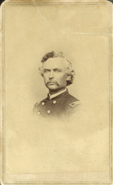 Head and shoulders portrait of John Kellog, 6th Wisconsin Volunteers.