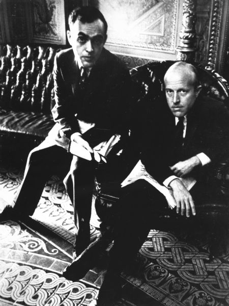 Robert Novak (left) and Rowland Evans, Jr., about 1963, the year in which they began their journalistic partnership with the long-running newspaper column, <i>Inside Report</i>.