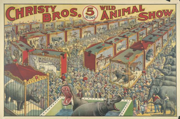 Circus poster "Christy Bros. 5 Ring Wild Animal Show."