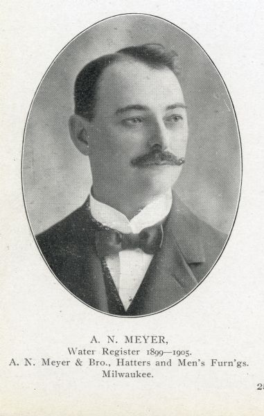 Head and shoulders studio portrait of A.N. Meyer, wearing a suit jacket, vest, and tie.