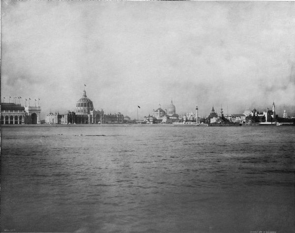 View of the Columbian Exposition grounds from Lake Michigan.