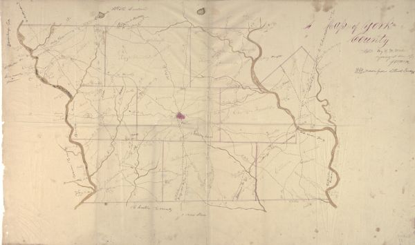 Hand-drawn map of York County, South Carolina.