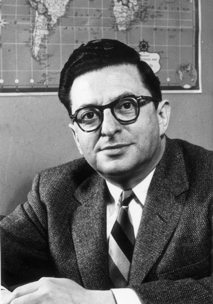 Portrait of Morris H. Rubin, editor of the <i>Progressive Magazine</i>. This photograph is thought to have been taken during the 1950s when Rubin was one of the leading opponents of Senator Joseph R. McCarthy.