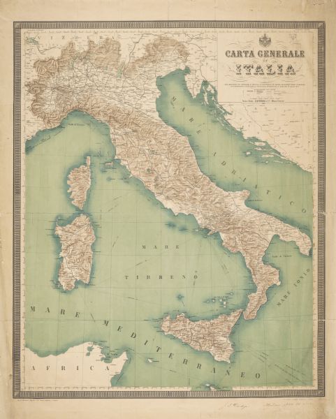 Map of Italy with text in Italian.