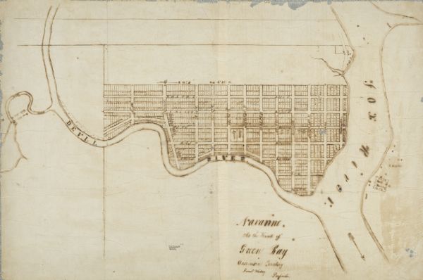 Map of "Navarino at the Head of Green Bay." Ousconsin Territory Daniel Whitney Proprietor.