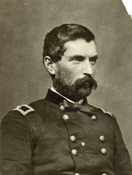 Quarter-length portrait of John Gibbon in military uniform.