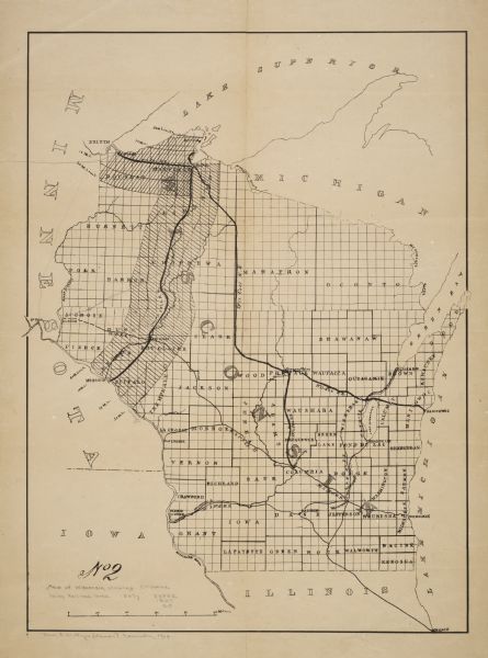 A map showing railroad land in Chippewa Valley.