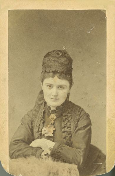 Carte-de-visite studio portrait of a woman in the Dousman Family.