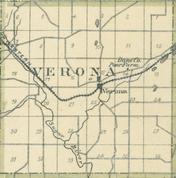 A plat map of Verona in Dane County.