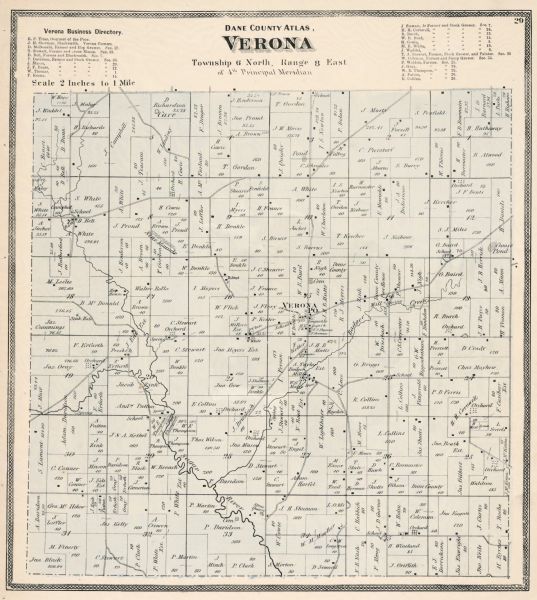 A map of Verona Township from the Dane County Atlas.